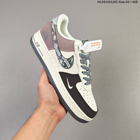 Nike Air Force 1 07 LV8 QW5606-271 Off White Grey Brown EU 36-45 Sneaker - Unisex (BS-62897)