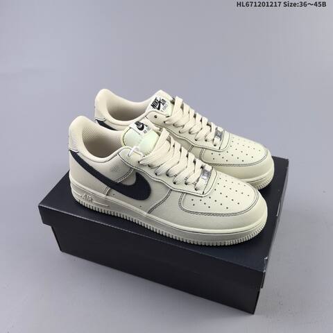 Nike Air Force 1 07 Black White Beige EU 36-45 Sneaker - Unisex (BS-62615)