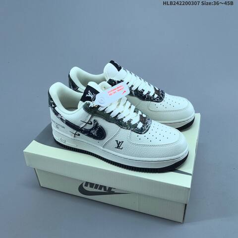 Nike Air Force 1 07 Low Louis Vuitton Off White Black Dark Green Silver EU 36-45 Sneaker - Unisex (BS-61449)