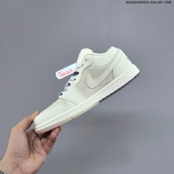 Jordan Air Jordan 1 Low cream/white with grey and red accents 36~45 casual