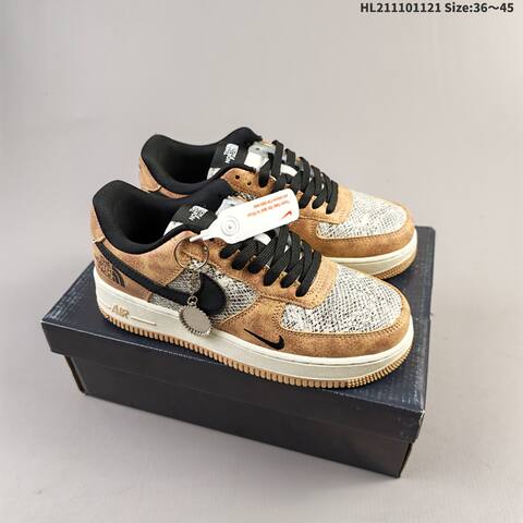 Nike Air Force 1 07 White Gum Brown Black Beige EU 36-45 Sneaker - Unisex (BS-63341)