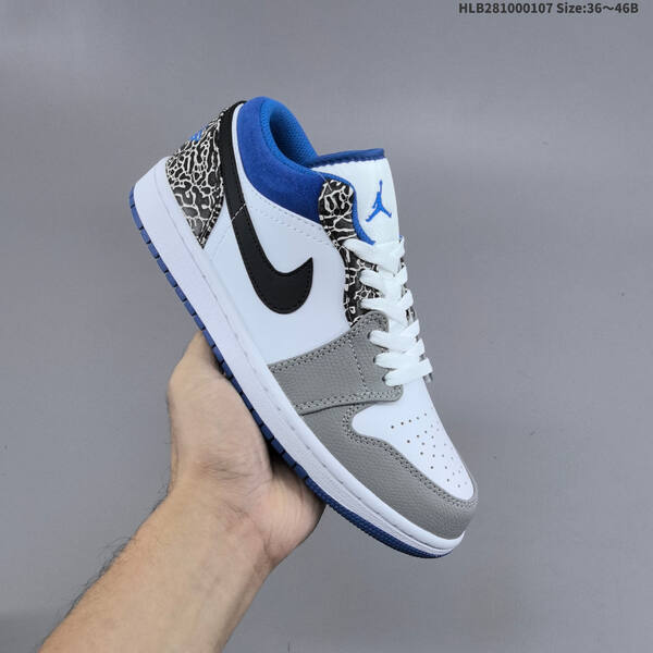 Nike Air Jordan 1 Low white/gray/blue/black 36~46B casual