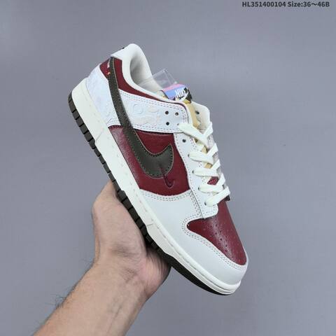 Nike SB Dunk Low Pegasus Pack White Burgundy Black Olive Sail EU 36-46 Skate Shoe - Unisex (BS-62246)