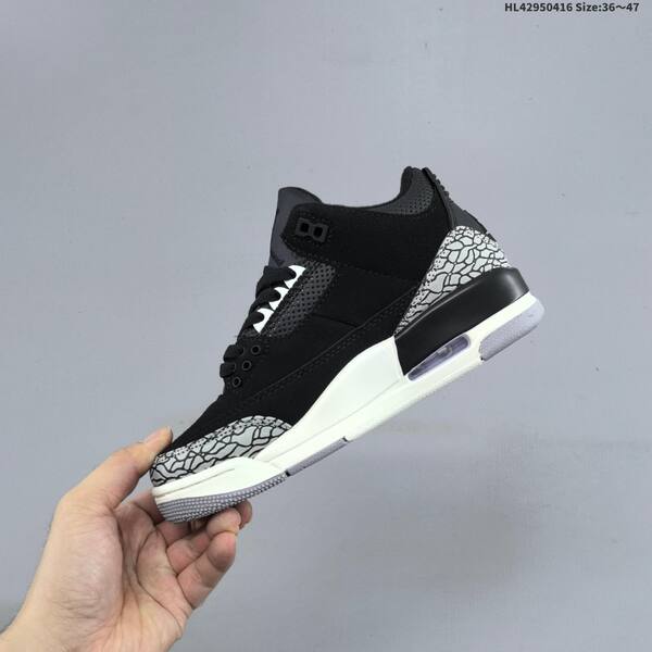 Jordan Air Jordan 3 Retro black/white/grey 36~47 basketball