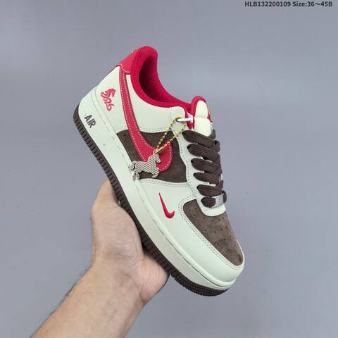 Nike Air Force 1 07 LV8 Light Brown Dark Brown Red EU 36-45 Sneaker - Unisex (BS-62103)