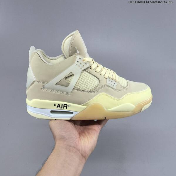 Nike Air Jordan 4 Retro x Off-White Cream Sail / Sail / Cream 36~47.5 casual