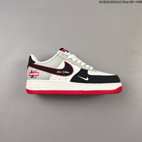 Nike Air Force 1 07 LV8 Off White Black Red Grey EU 36-45 Sneaker - Unisex (BS-62736)