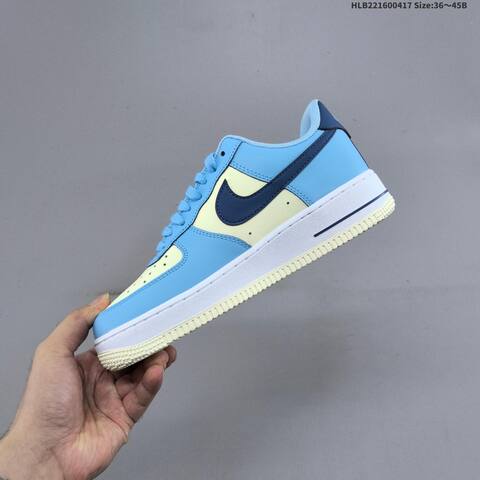 Nike Air Force 1 07 Low Light Blue Pale Yellow Navy White EU 36 45 Sneaker EU 36-45 - Unisex (BS-60673)