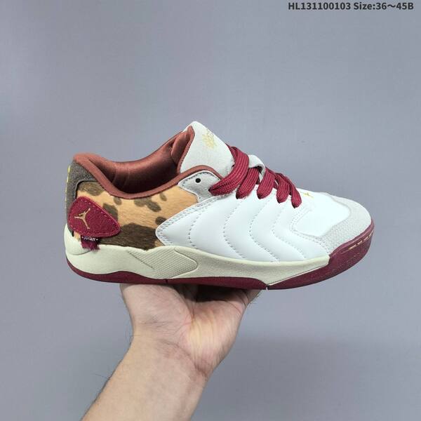 Jordan Session white/burgundy/brown cow print 36~45 lifestyle