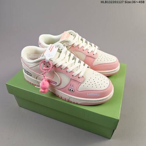 Nike SB Dunk Low Labubu Custom Sail Light Pink White EU 36-45 Skate Shoe - Unisex (BS-63009)