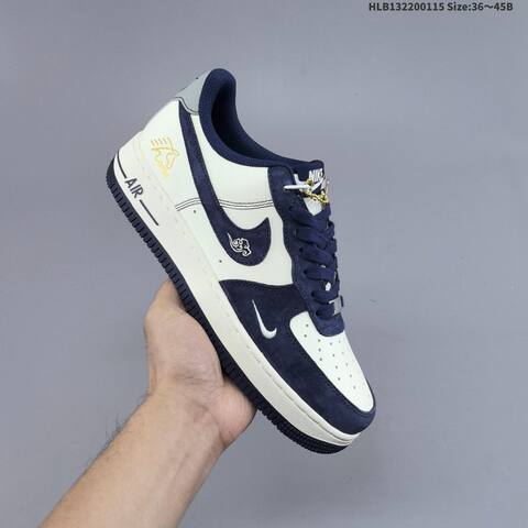 Nike Air Force 1 07 LV8 White Navy Blue Silver Gold EU 36-45 Sneaker - Unisex (BS-61979)