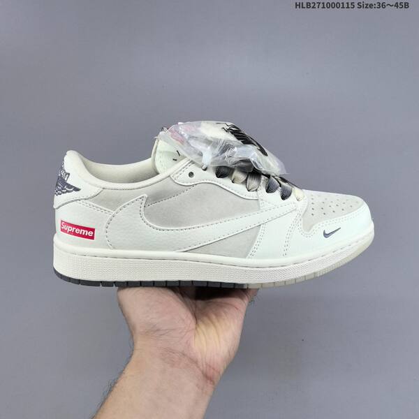 Nike Air Jordan 1 white/cream/black with red Supreme-style accents 36~45B lifestyle