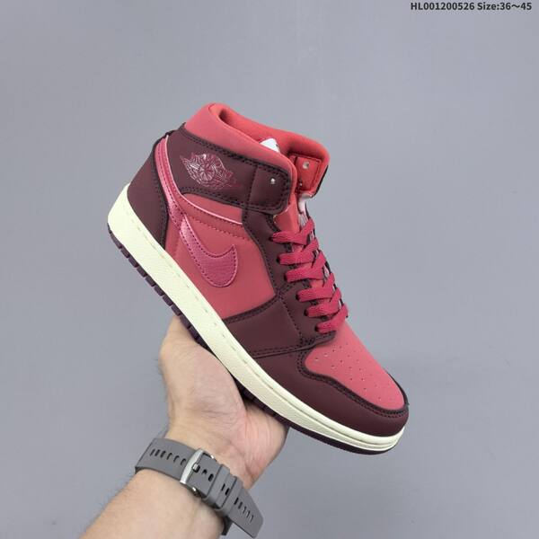 Jordan Air Jordan 1 Mid SE pink and burgundy valentine's day 36~45 casual