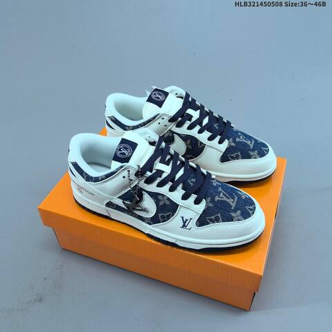 Nike SB Dunk Low White Navy Blue Beige EU 36-46 Skate Shoe - Unisex (BS-60445)
