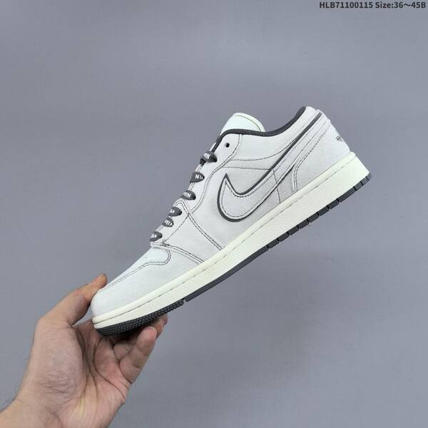 Nike Air Jordan 1 Low white/light grey/black EU 36~45 basketball