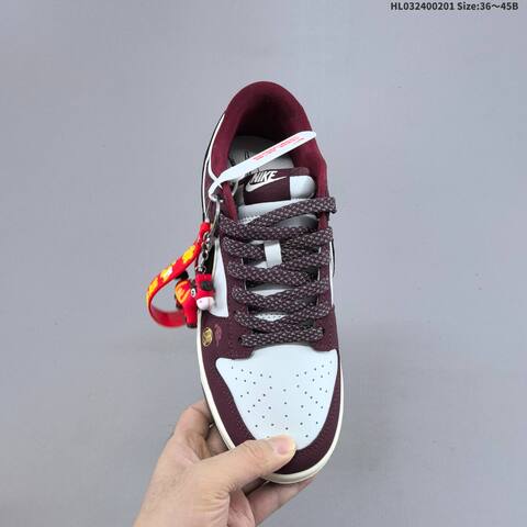 Nike Dunk SB Low Burgundy White Black Gold EU 36-45 Skate Shoe - Unisex (BS-61595)