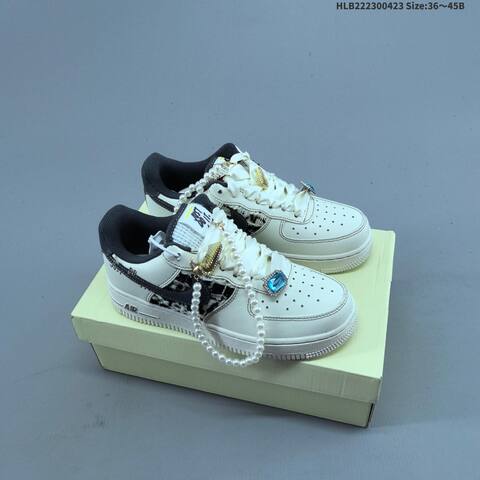 Nike Air Force 1 07 LV8 FJ7740-071 Off White Dark Grey White Blue Gold EU 36-45 Sneaker - Unisex (BS-60565)