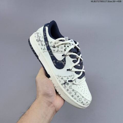 Nike Dunk SB Low Louis Vuitton Custom Off White Black Navy EU 36-45 Skate Shoe - Unisex (BS-61946)