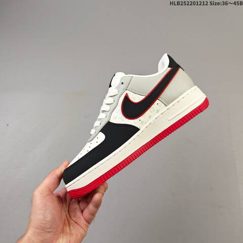 Nike Air Force 1 07 LV8 Off White Black Red Grey EU 36-45 Sneaker - Unisex (BS-62736)