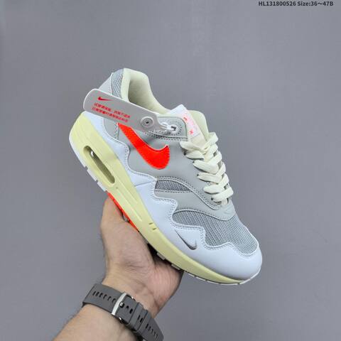 Nike Air Max 1 Grey White Bright Orange Cream Black EU 36-47 Sneaker - Unisex (BS-60127)