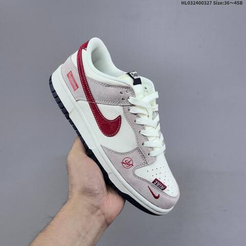 Nike Dunk SB Low Supreme Sail Light Pink Red Navy EU 36-45 Skate Shoe - Unisex (BS-61111)