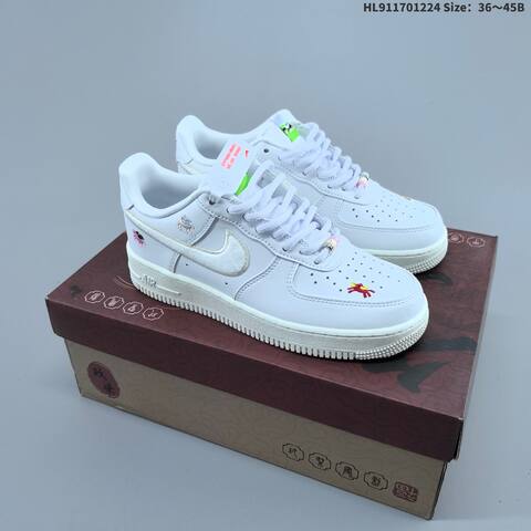 Nike Air Force 1 07 Low White Sail Red Multicolor EU 36-45 Sneaker - Unisex (BS-62495)