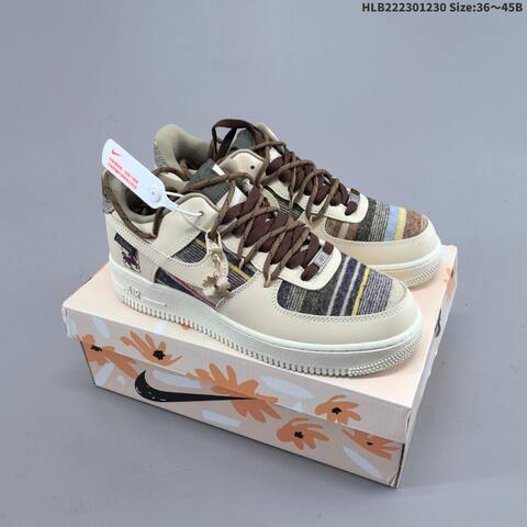 Nike Air Force 1 07 LV8 Beige Burgundy Black White EU 36-45 Skate Shoe - Unisex (BS-62324)