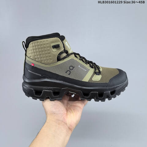 On Running Cloudrock Mid WP Olive Black EU 36-45 Trail Shoe Trail Running Sneakers - Unisex (BS-69726)