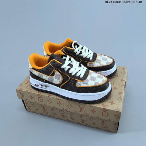 Nike Air Force 1 07 Low Brown White Orange Black EU 36-40 Sneaker - Unisex (BS-61329)