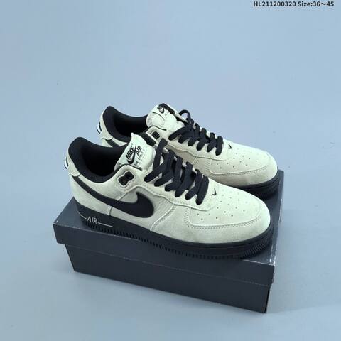Nike Air Force 1 07 Light Beige Black White EU 36-45 Sneaker - Unisex (BS-61233)