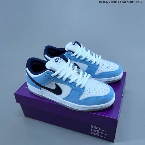 Nike SB Dunk Low Pro White Light Blue Navy Blue Grey EU 40-46 Skate Shoe - Men's (BS-62059)