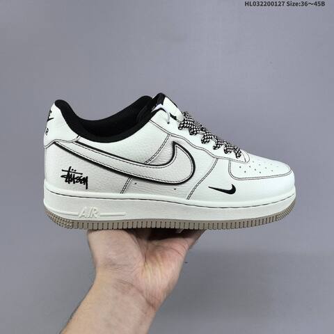 Nike Air Force 1 07 Low Off White Black Burgundy Gray EU 36-45 Skate Shoe - Unisex (BS-61715)