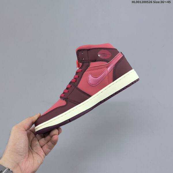 Jordan Air Jordan 1 Mid SE pink and burgundy valentine's day 36~45 casual