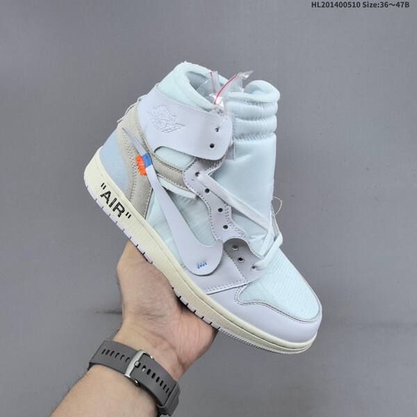 Nike Air Jordan 1 Retro High OG x Off-White "UNC" white/light blue/grey 36~47B basketball