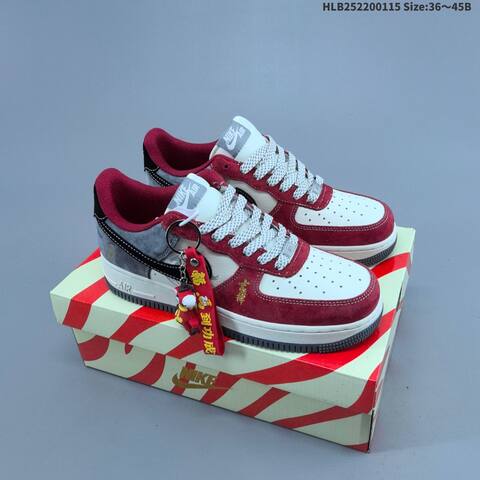 Nike Air Force 1 07 Low Red White Gray Black EU 36-45 Sneaker - Unisex (BS-61967)