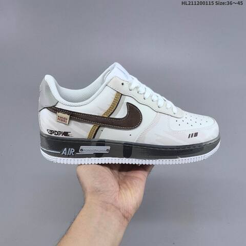 Nike Air Force 1 07 White Dark Brown Khaki Grey EU 36-45 Sneaker - Unisex (BS-61963)