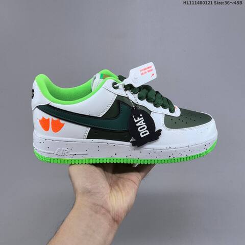 Nike Air Force 1 07 White Dark Green Bright Green Orange Black EU 36-45 Sneaker - Unisex (BS-61843)