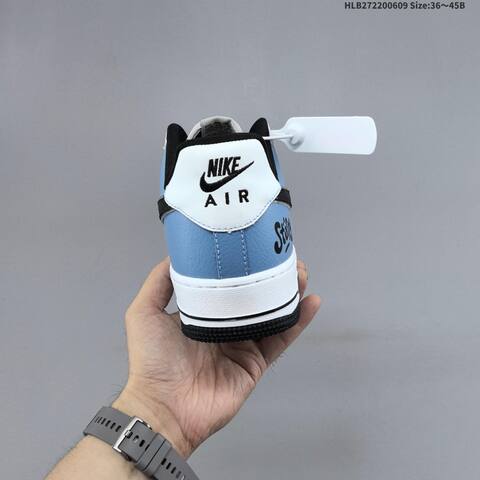Nike Air Force 1 07 LV8 Stussy White University Blue Black Silver EU 36-45 Sneaker - Unisex (BS-59930)