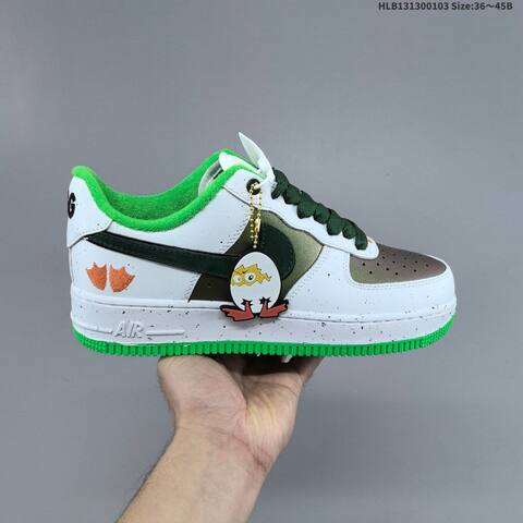 Nike Air Force 1 07 Low Oregon Ducks White Dark Green Bright Green Orange EU 36-45 Sneaker - Unisex (BS-62262)