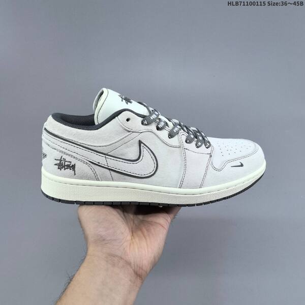 Nike Air Jordan 1 Low white/light grey/black EU 36~45 basketball