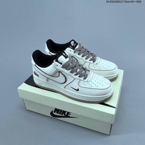 Nike Air Force 1 07 Low Off White Black Burgundy Gray EU 36-45 Skate Shoe - Unisex (BS-61715)