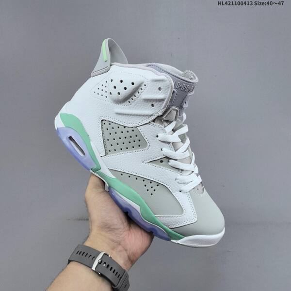 Jordan Air Jordan 6 Retro white/grey with mint green and icy purple accents 40~47 basketball