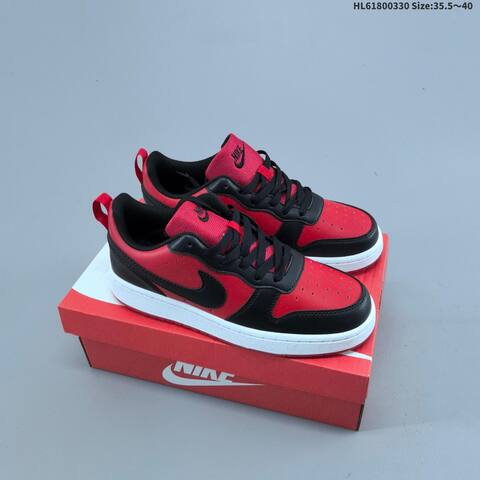 Nike Court Borough Low Black Red White EU 35 5-40 Skate Shoe - Unisex (BS-61036)