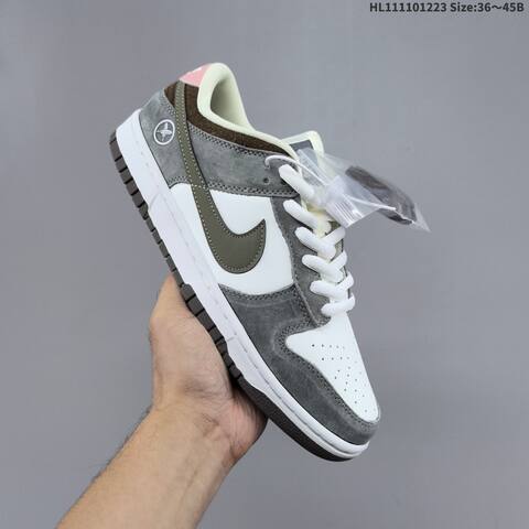 Nike SB Dunk Low White Grey Dark Olive Pink EU 36-45 Skate Shoe - Unisex (BS-62504)