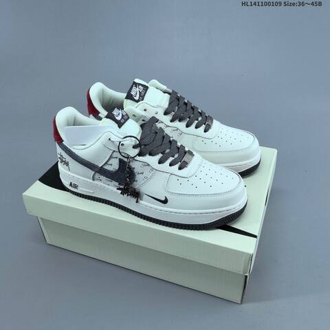 Nike Air Force 1 07 White Dark Green Dark Grey Red EU 36-45 Sneaker - Unisex (BS-62120)
