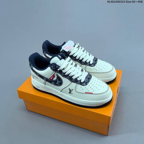 Nike Air Force 1 07 LV8 Off White Navy Blue Red EU 36-45 Sneaker - Unisex (BS-61176)