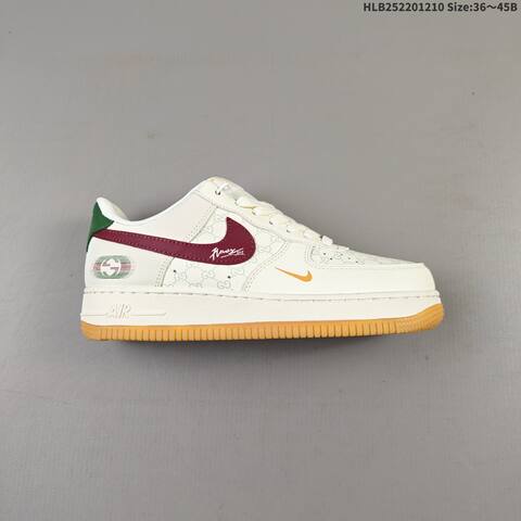 Nike Air Force 1 07 LV8 Off White Burgundy Green Gum EU 36 45 Sneaker EU 36-45 - Unisex (BS-62790)