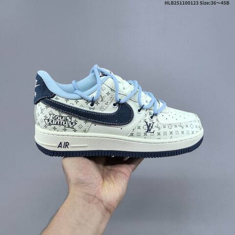 Nike Air Force 1 07 LV8 Off White Grey Red Navy Blue EU 36-45 Sneaker - Unisex (BS-61818)