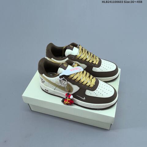 Nike Air Force 1 07 Low Grey Black White Gold EU 36-45 Sneaker - Unisex (BS-59991)