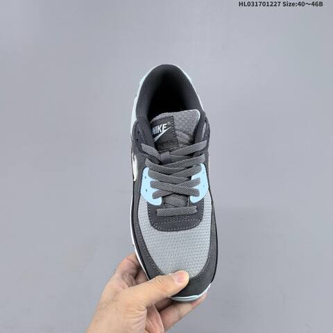 Nike Air Max 90 Grey Dark Grey Light Blue White Black EU 40-46 Running Shoe - Men's (BS-62380)